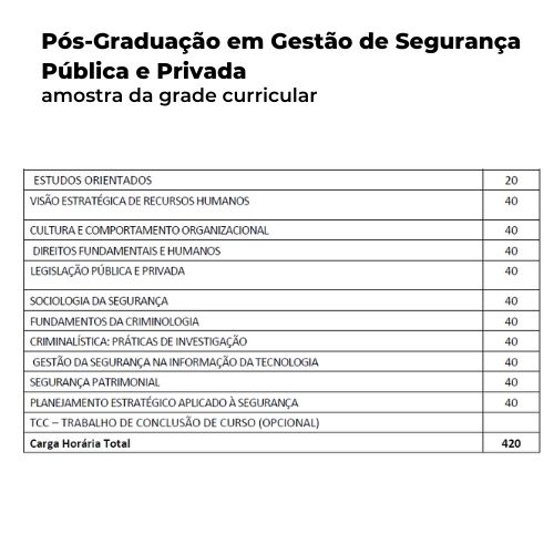 Curso Gestão em Segurança Pública e Privada